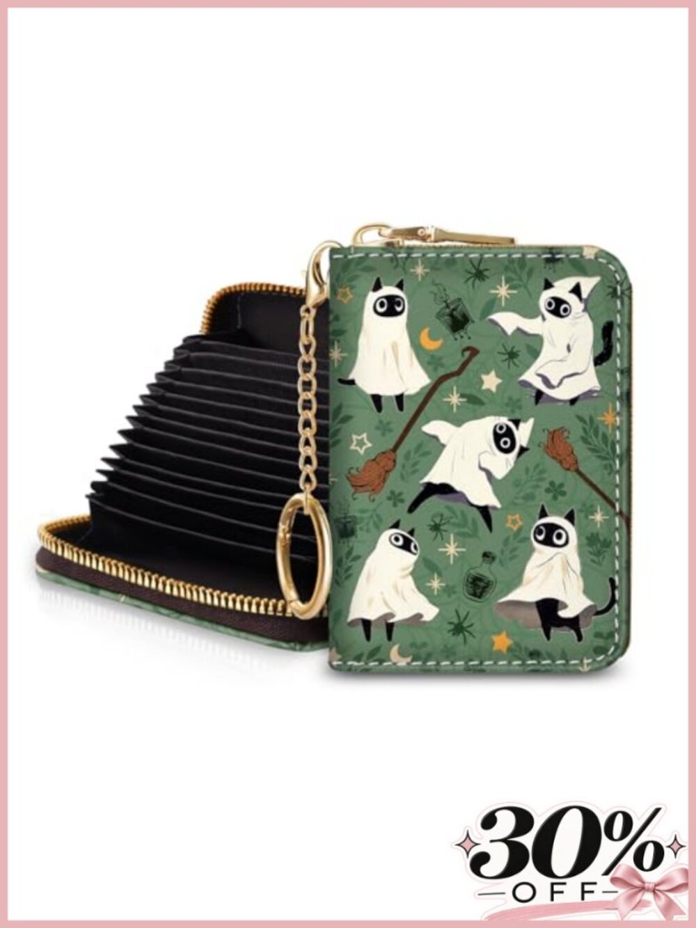 Halloween RFID Blocking Credit Card Holder Keychain Wallet, 12 Card Slots